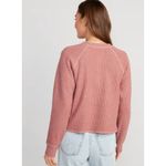 Old Navy Pink Plush Waffle Knit Henley Long Sleeve Top XS Photo 1