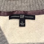 Gap Wool Grey White Striped V-Neck Long Sleeve Sweater Winter Fall Size Large Photo 5