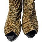 City Streets  Leopard Print Peep Toe Booties 7.5 Ankle Boots Side Zip High Heels Photo 3