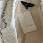 NWT CALLIGRAPHIE Tweed Textured Contrast Stitch Blazer Ivory Black XL Photo 6