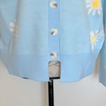 Womens Sweater Cardigan Ribbed Neckline Floral Daisy Blue Artsy Grandmacore XL Multiple Photo 6