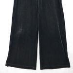 Black Velvet Wide Leg Boho Pull On Party Glam Straight Leg Trousers Pant S Small Photo 3