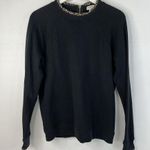 J.Crew Size L Sweatshirt Leopard Ruffleneck Pullover Woven Zip Black Factory Size L Photo 2