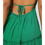 Halara Halter Backless Lace Up Frill Ruffle Hem 2-in-1 Flowy Mini Dress Green M Photo 3