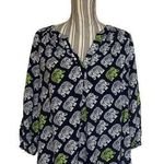Crown & Ivy Elephant Print Comfy Business Casual Large Blouse Photo 0