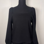 Madewell Crepe Square Neck Puff Sleeve Top Size Medium Black Photo 0