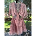 Free People New Size L Lala Lace Mini Dress $128 Pink Sexy Boho Chic Festival Photo 4