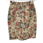 French Navy floral vintage denim Jean skirt knee length neutral 90s size 6 Pink Photo 1