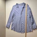 Soft Surroundings Textured Popover Tunic Top Size XL Blue Long Sleeve Viscose Photo 7