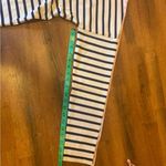 J.Crew top women’s large navy white stripes w/ red embroidered lips crewneck Photo 2