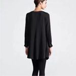 Eileen Fisher Long Sleeve Silk Bateau Neck Tunic Dress in Black Size Extra Small Photo 2