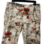 Chico's Design Maximalist Cropped Pants Size 2 Large Artsy Romantic Statement Tan Photo 1