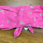 Maeve Anthropologie Embroidered Tie Front Bandeau Top Bright Pink Linen Blend XL Photo 0