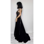 Late 80s Jeannie Nitro Gothic black velvet silk floral embroidered corset gown s Photo 5