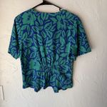 Jaclyn Vintage 70s Shirt Shorts Set Small Floral Retro Casual‎ Bright Blue Photo 7