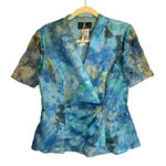 Alex Evenings  Jacket‎ Women's Size Medium Floral Sheer Blue Photo 0