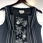 Adrianna Papell Vintage Silk Black Embroidered Floral Side Zip Blouse Size 8 Photo 5