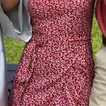 SheIn Red Floral Wrap Dress Photo 3