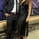 ZARA Midi Surplice Draped Dress with Side Slit Black Small Photo 13