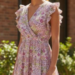 Taylor NWT Dresses Floral Sleeveless Dress In Cameo Pink Orchid size Large Photo 0