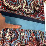 Farm Rio Blue Red White Paisley Collared Button Up Shirt Ruffle Mini Dress sz L Photo 15