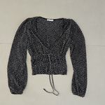 ZARA  Pleated Blouse Polka Dot Black White Size S Photo 1