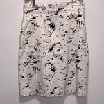 Ann Taylor Tropical Leaf Print Lined Pencil Skirt with 7”Back Slit Black & White Photo 0