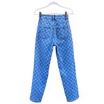 PacSun High Rise Straight Leg Raw Hem Checkered Blue Jeans 24 Photo 1