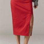Maeve Anthropologie Womens Red Bow Slit Midi Pencil Skirt Size S Photo 2