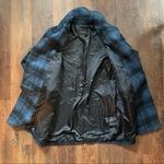 Coach  blue & black plaid winter peacoat Photo 8