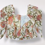 Moodie Floral Smocked Blouse‎ Womens Size XS Cottage Core Cream Pink Photo 7