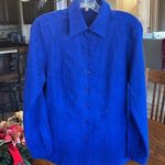 Notations Royal Blue Velvety Faux Suede Button Down Photo 0