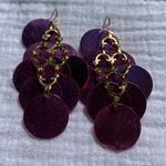 Purple Gold sequin paillette chandelier earrings dangle 3 inch long lightweight Pink Photo 0