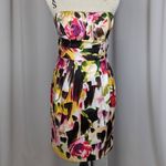 Y2K Strapless Silk Floral Dress Size Small Pink Photo 14