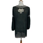 Silk Womens Dress Medium Black Embroidered Long Sleeve 100% Silk Photo 5