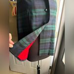 Vintage handmade navy green plaid button front cape shawl, one size Blue Size one size Photo 2