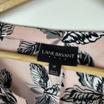 Lane Bryant  Floral Leaf Print‎ Button Up Blouse 28 Pink Long Sleeve Lightweight Photo 4