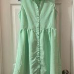 Toxik3 Green Button Front Sleeveless Aline Dress S Photo 0