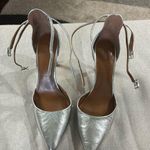 H by Halston  “London” Silver Leather High Heel Ankle Strap Pump Sz 8 Photo 0