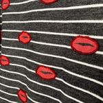 Nanette Lepore  Beaded Kisses Striped Long Bell Sleeve Peplum Top Large Gray Photo 5