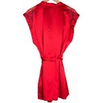Victoria's Secret  Red Satin‎ Lace Short Sleeve Kimono Robe M Boudoir Sexy Photo 1