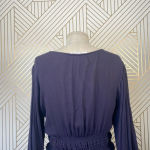 Pookie & Sebastian Smocked Bell Sleeve Top in Navy Photo 9
