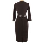 Rickie Freeman Teri Jon Sheath Dress Faux Leather Brown Size 4 Photo 6