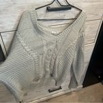 DEX Textured Distressed Gray Cable Knit Sweater Sz Large Photo 4