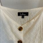 Lulus You're My Home White Eyelet Lace Button Front Tiered Midi Dress Medium NWT Photo 2