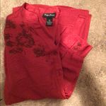 Maggie Barnes Maggie Barns red button down blouse textured fall 0x silky Photo 3