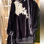 Johnny Was Silly soft Velvet Embroidered.Pearls Puff Sleeves Tunic Photo 0