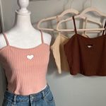 Romwe 3 Piece  Cropped Ribbed Heart Cut Out Summer Ready Tank Top Photo 5