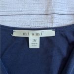 Miami Navy Blue Surplice Blouse with V-Neck and Short Sleeves Photo 1