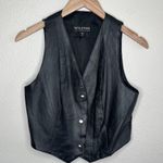 wilson's leather Vintage  Womens Large Moto Black Leather Vest With Snap Closure Photo 1